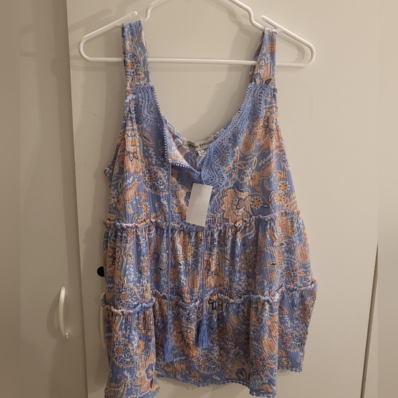 Absolutely Famous Womans Large Periwinkle Multi Color Sleeveless Top - Picture 1 of 3